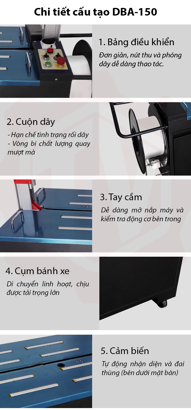 Máy đóng đai thùng tự động DBA-150 – Hình ảnh máy tự động | ThinhVuongJSC.VN may-dai-thung-tu-dong-dung-dien-dba-150-chi-tiet-cau-tao