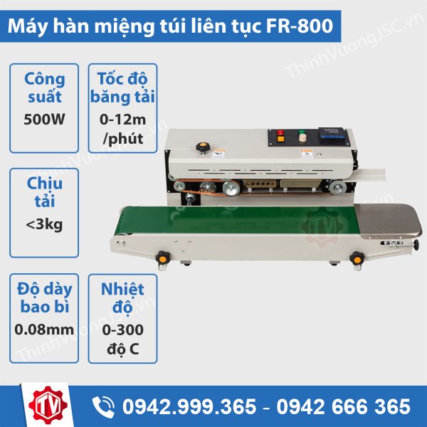 máy hàn miệng túi liên tục fr800