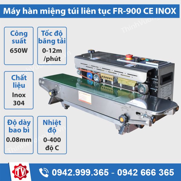 máy hàn miệng túi liên tục fr900 ce inox