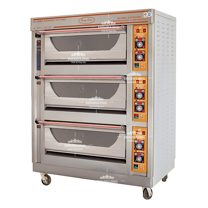 Lò nướng bánh bằng gas điều khiển cơ 3 tầng 6 khay QL-6 (Vỏ thép)