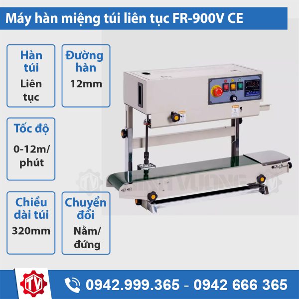 Máy hàn miệng túi liên tục điều chỉnh độ cao FR-900V CE