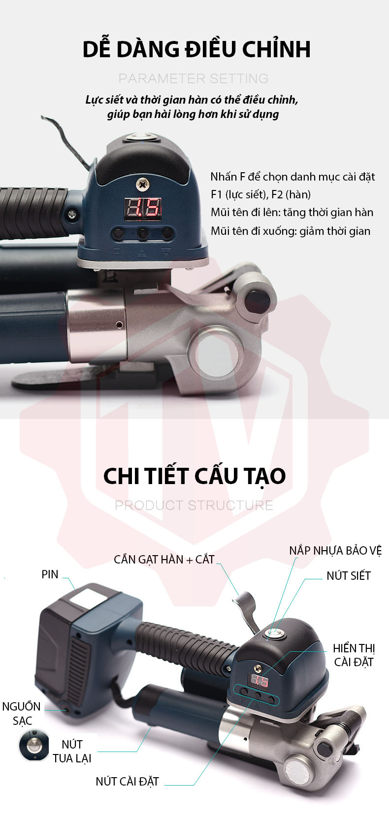 Máy đai dây PP PET dùng pin DD19A cầm tay – Hình ảnh máy tự động | ThinhVuongJSC.VN DD19A