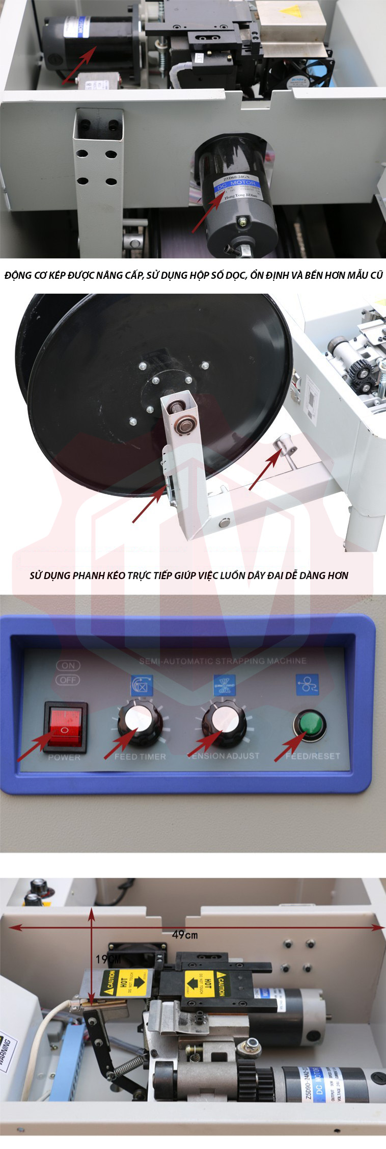 Máy đóng đai thùng SM10H (bàn thấp) – Hình ảnh máy tự động | ThinhVuongJSC.VN SM10H bàn thấp