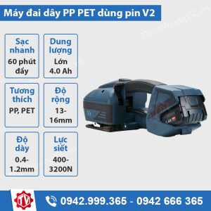 Máy đai dây PP PET dùng pin V2