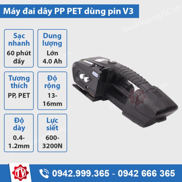 Máy đai dây PP PET dùng pin V3