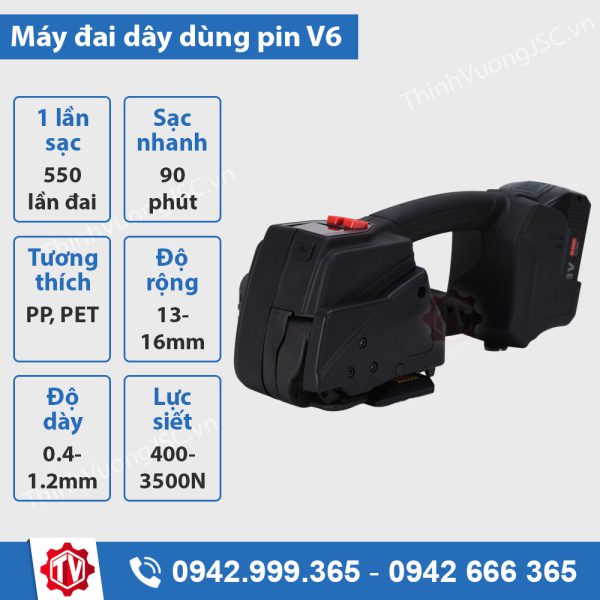 Máy đai dây PP PET dùng pin V6