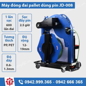 Máy đóng đai pallet dùng pin JD-008