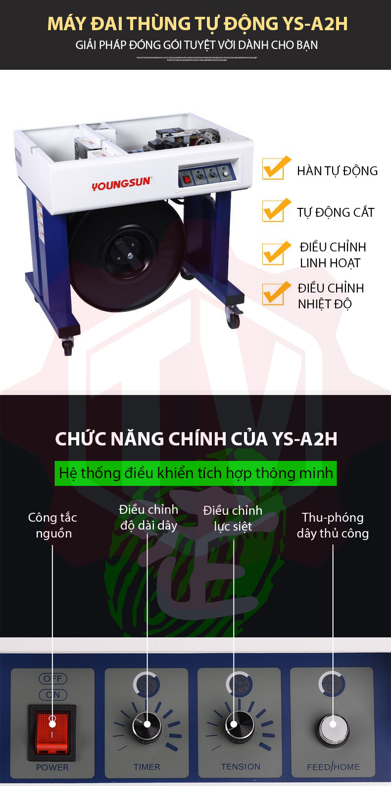 Máy đóng đai thùng YS-A2H – Hình ảnh máy tự động | ThinhVuongJSC.VN YS-A2H