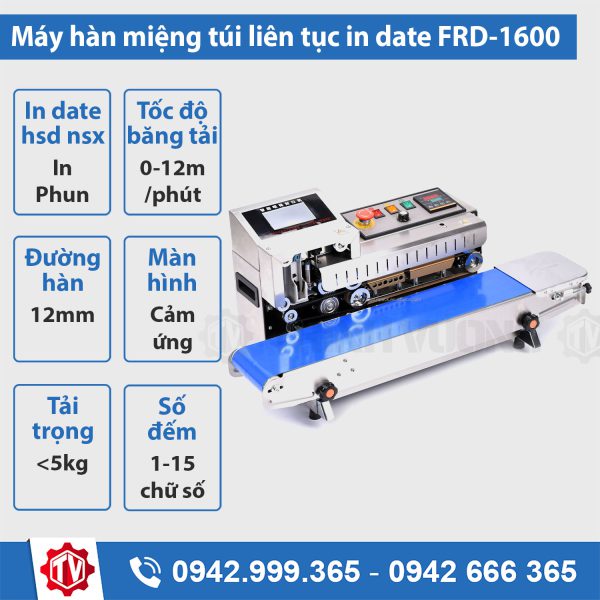máy hàn miệng túi liên tục fr 1600 inox