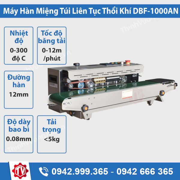 máy hàn miệng túi liên tục có thổi khí dbf 1000 an