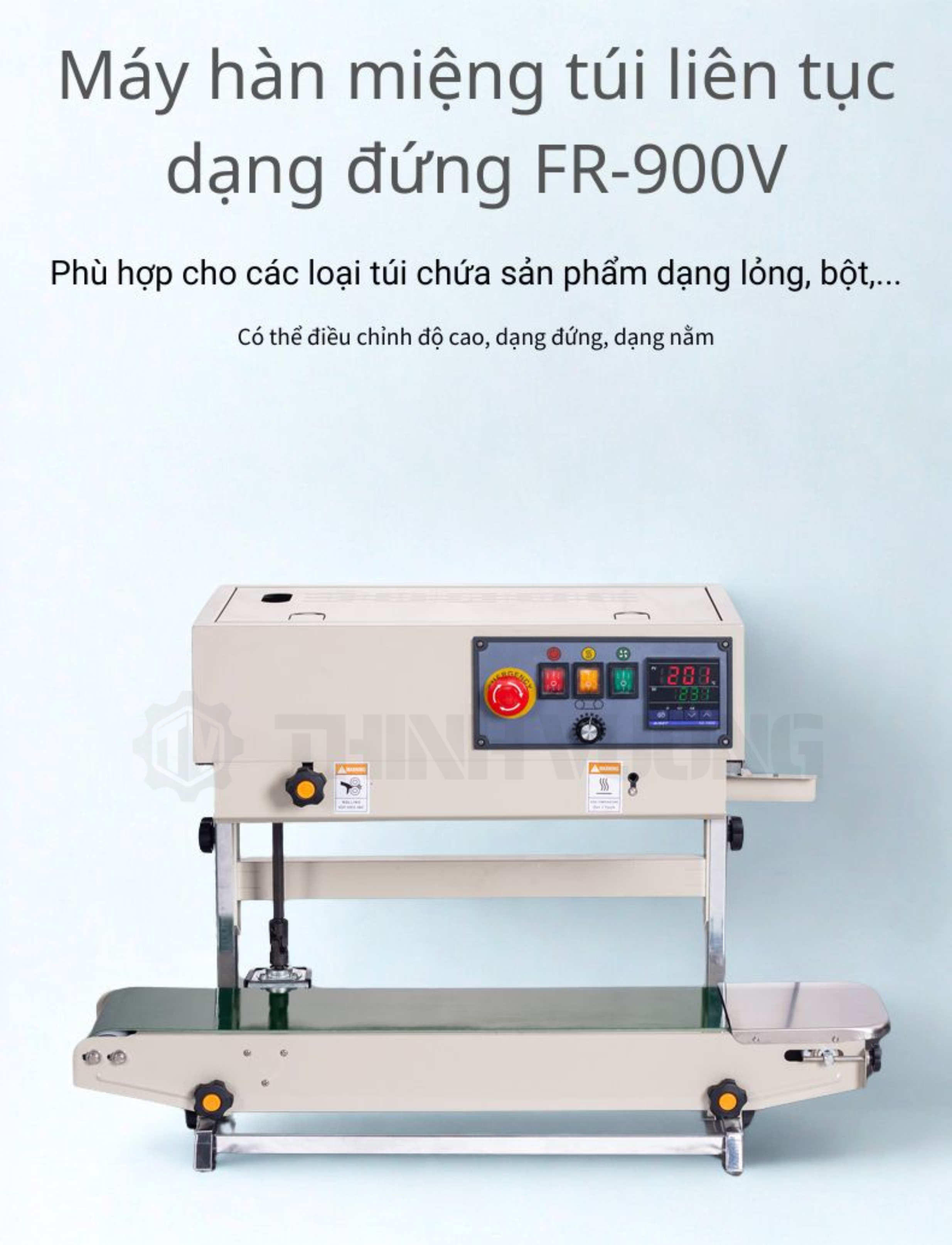 Máy hàn miệng túi liên tục điều chỉnh độ cao FR-900V CE – Hình ảnh máy tự động | ThinhVuongJSC.VN may han mieng tui lien tuc dieu chinh do cao fr 900v ce – máy tại ThinhVuongJSC.VN